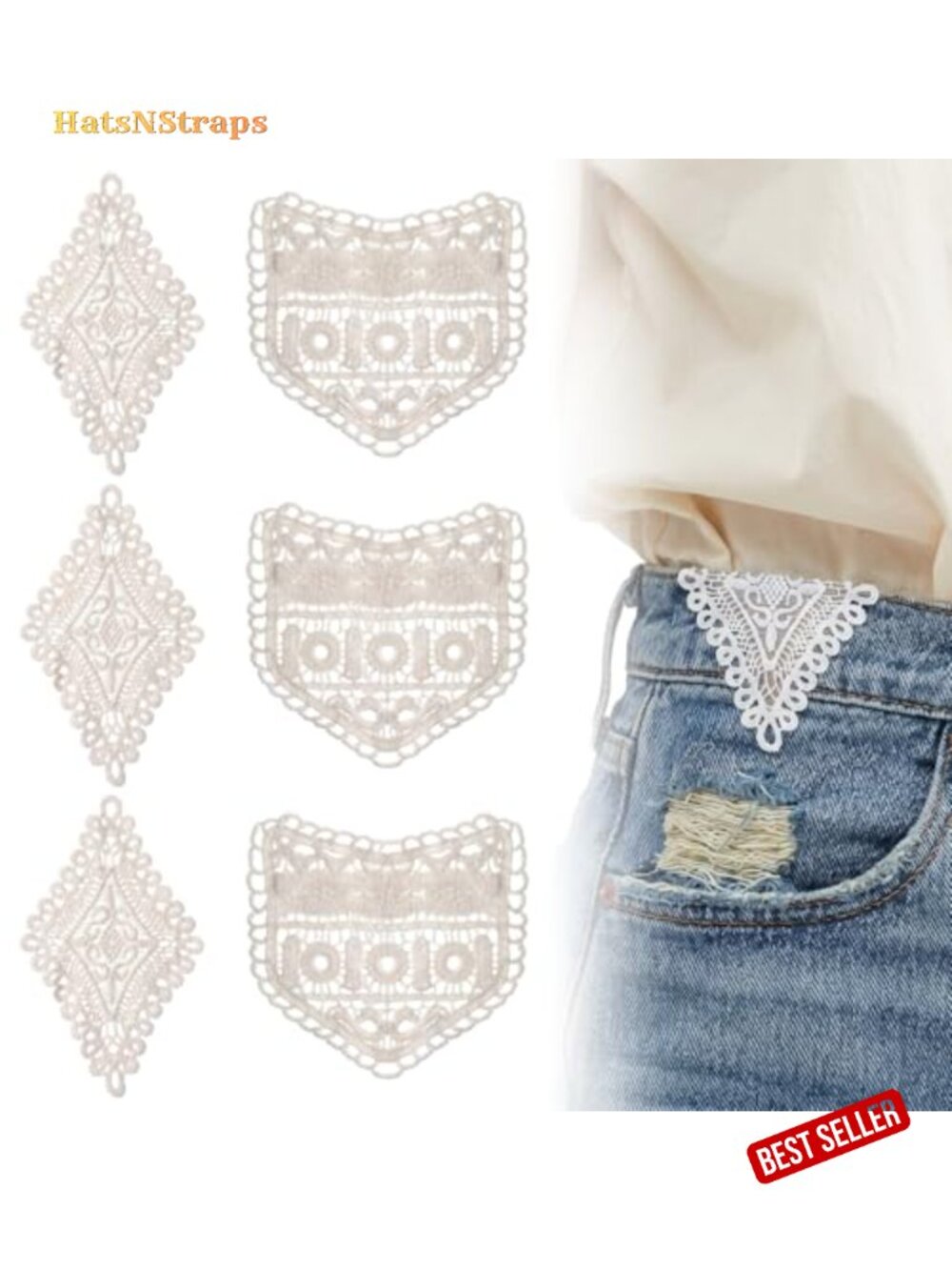 6 Pc Lace Waist Extender for Jeans Pant Extenders No Sew Women Vintage